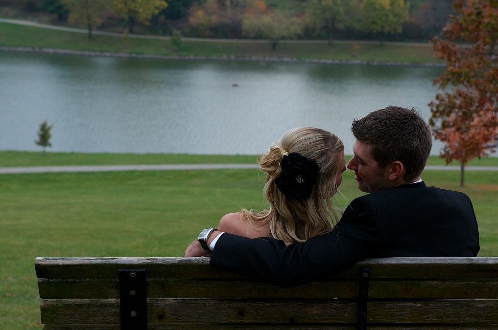 Taking a moment during their wedding day.