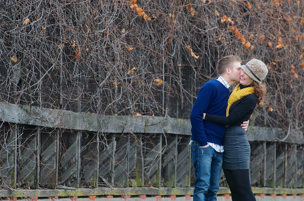 Rachel and Jesse share moments during their engagement session in the Amana Colonies.