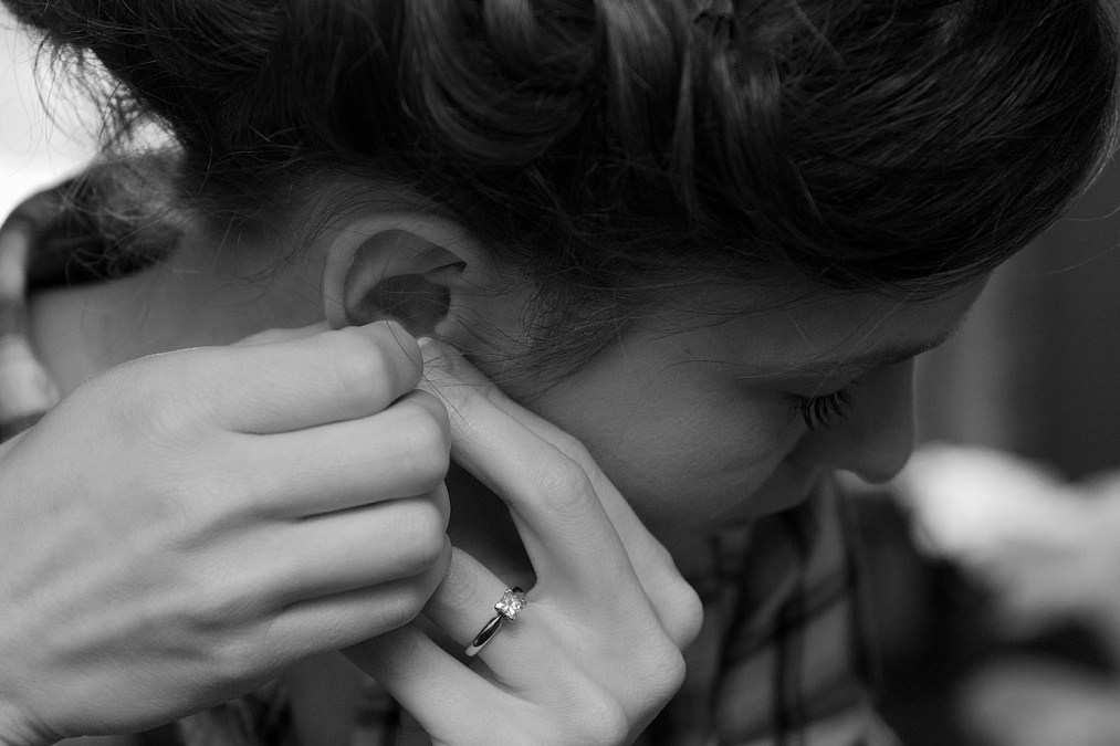 The bride prepares for her wedding day.