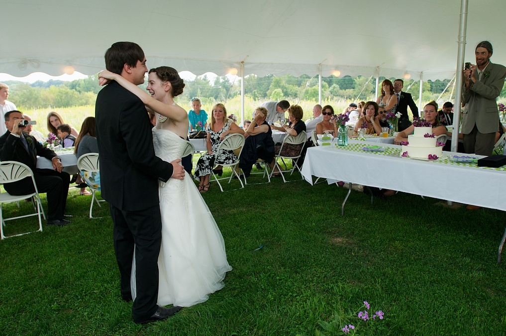 The bride and groom's first dance.