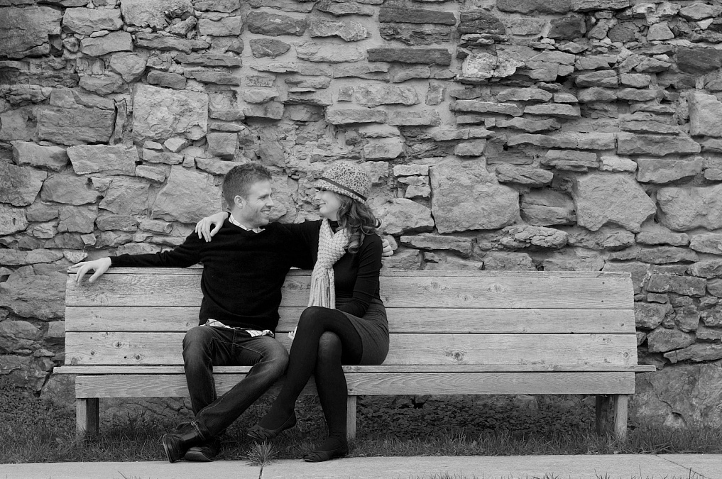 Rachel and Jesse share moments during their engagement session in the Amana Colonies.